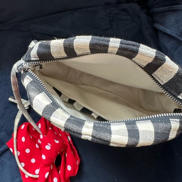 CLEARANCE!!! Black and white plaid bag with red and white polka dot scarf - Picture 5 of 6